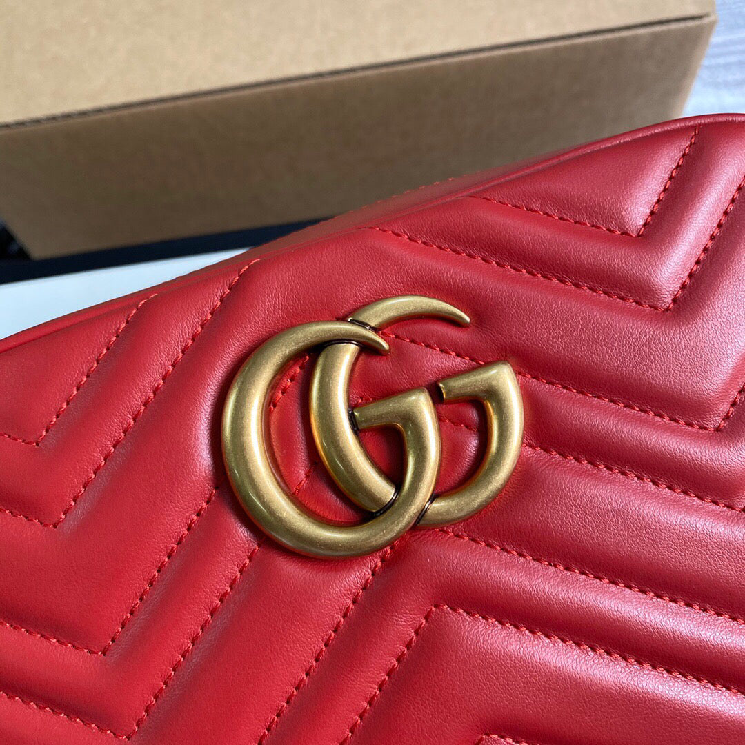 Gucci 447632 GG Marmont Small Matelass¨¦ Shoulder Bag Red