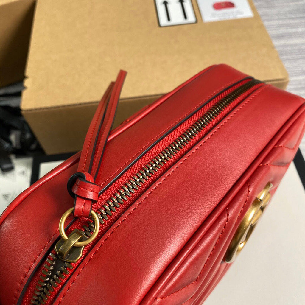 Gucci 447632 GG Marmont Small Matelass¨¦ Shoulder Bag Red