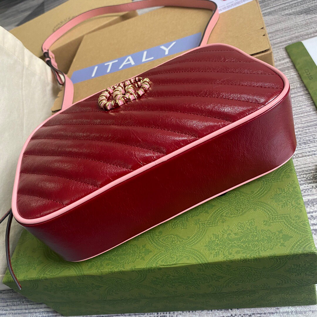 Gucci 447632 GG Marmont Small Shoulder Bag Red pink - Default Title - View 6
