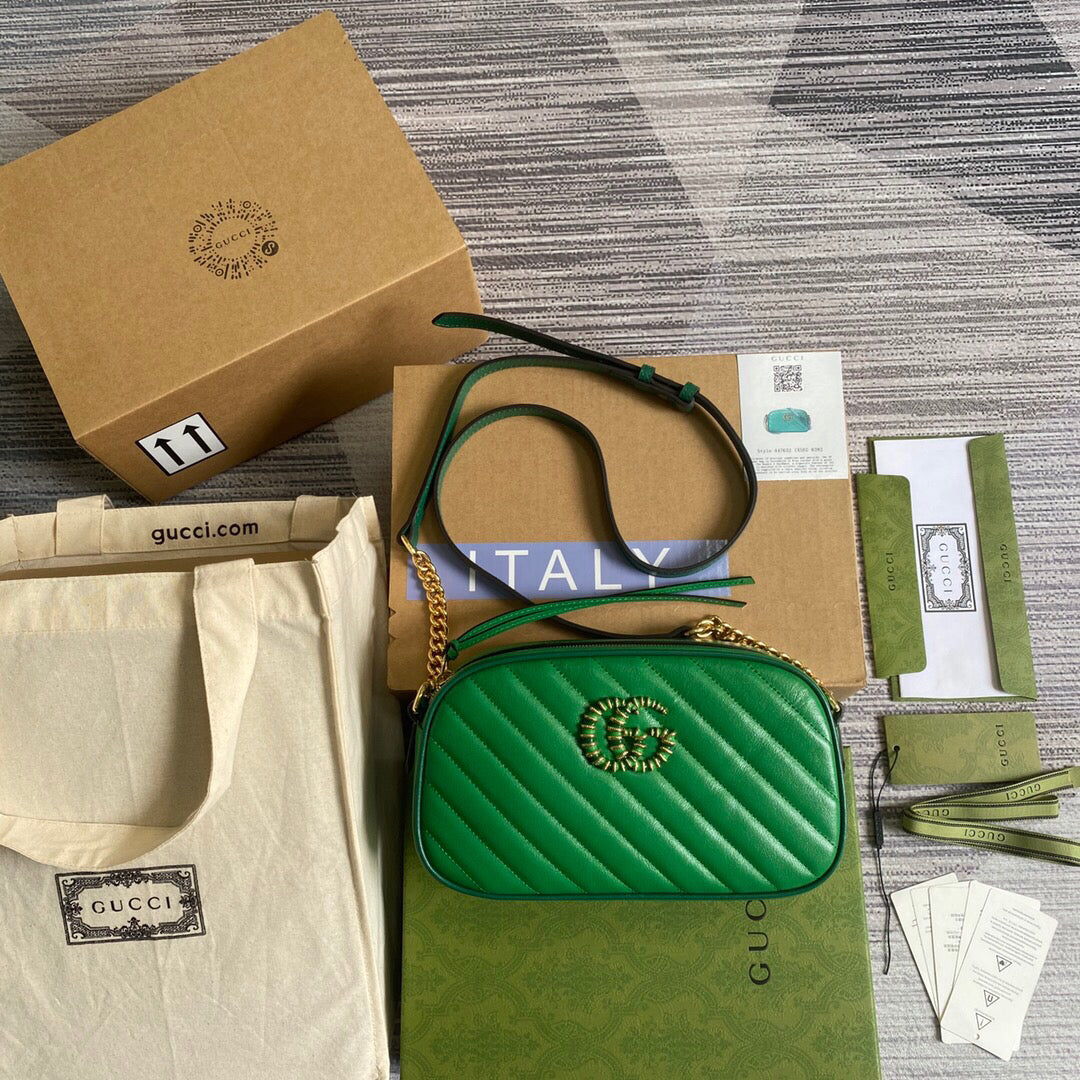 Gucci 447632 GG Marmont Small Shoulder Bag Green - Default Title - View 2