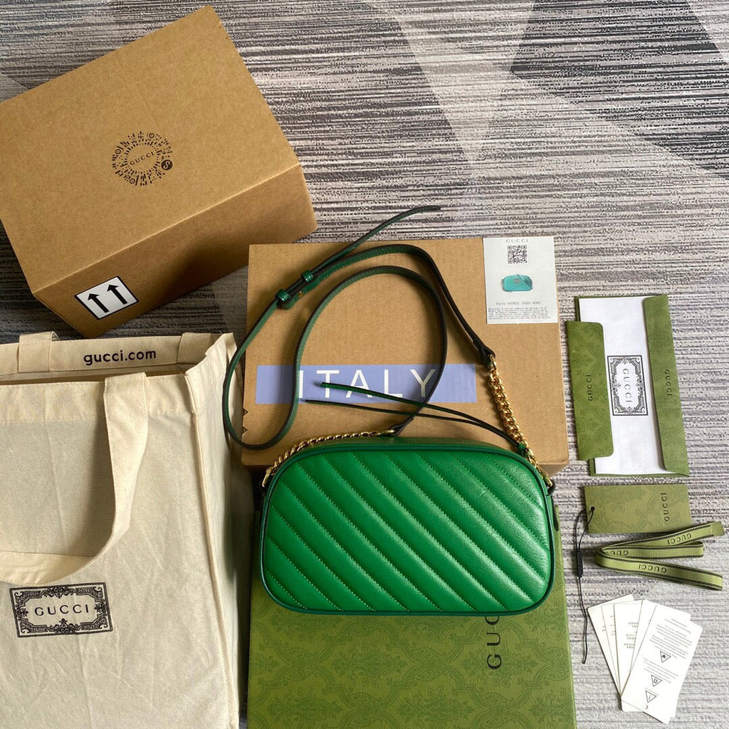 Gucci 447632 GG Marmont Small Shoulder Bag Green