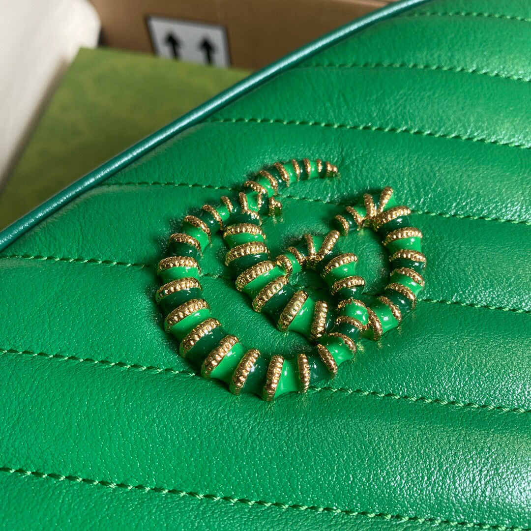 Gucci 447632 GG Marmont Small Shoulder Bag Green - Default Title - View 5