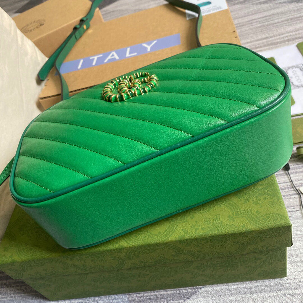 Gucci 447632 GG Marmont Small Shoulder Bag Green