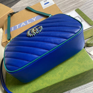 Gucci 447632 GG Marmont Small Shoulder Bag Blue - Default Title - View 7
