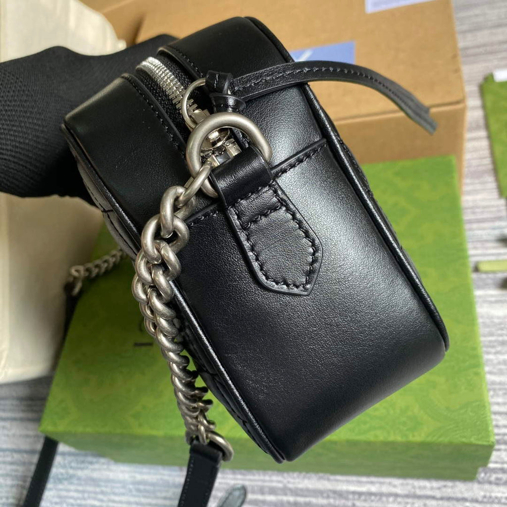 Gucci 447632 GG Marmont matelass¨¦ small shoulder bag Black
