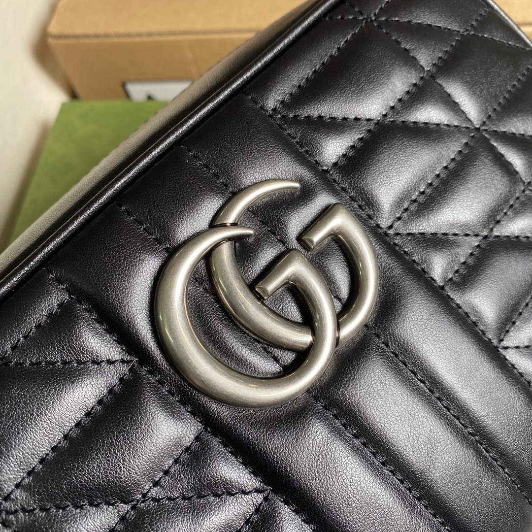 Gucci 447632 GG Marmont matelass¨¦ small shoulder bag Black