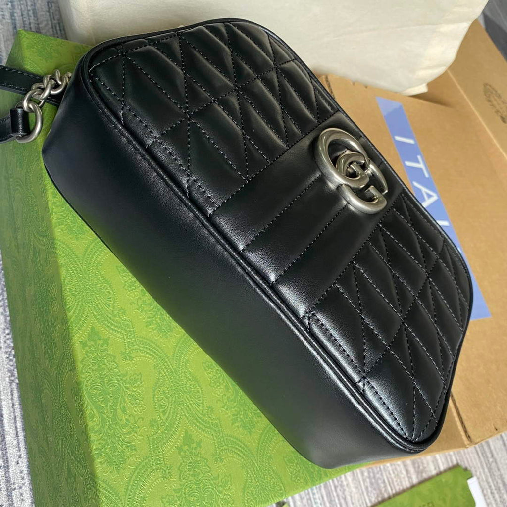 Gucci 447632 GG Marmont matelass¨¦ small shoulder bag Black
