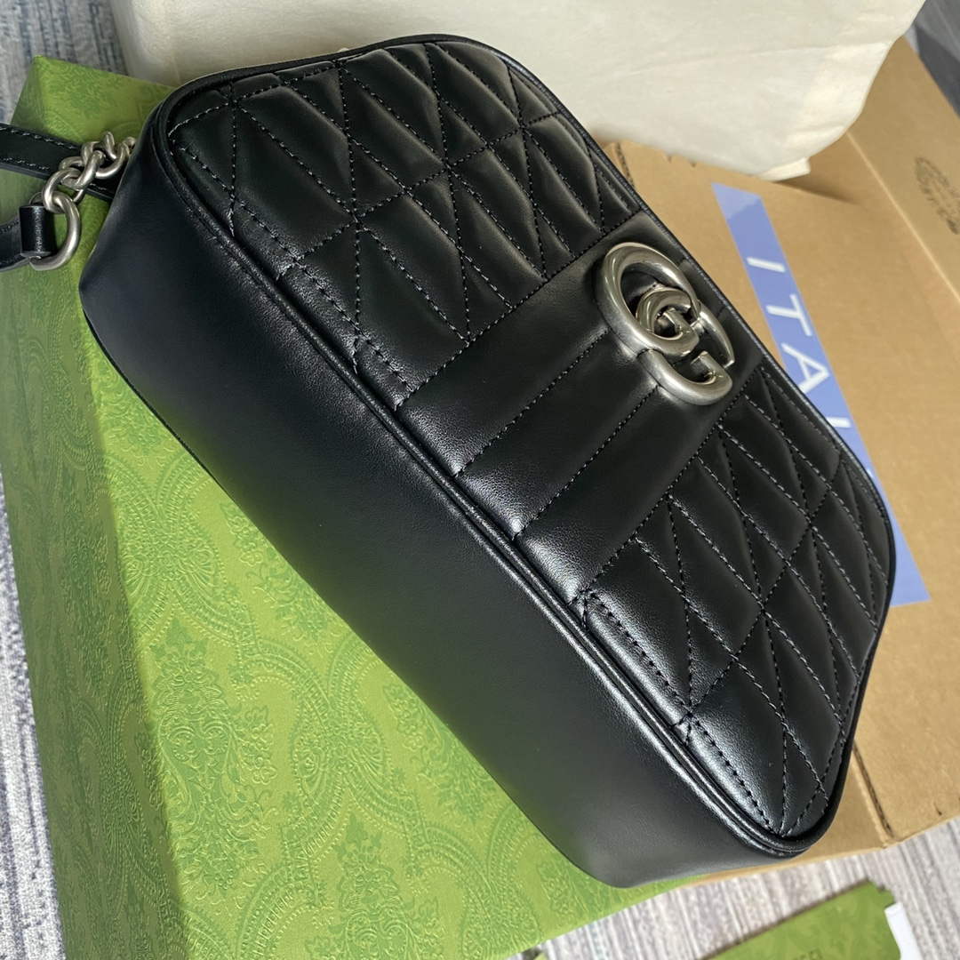 Gucci 447632 GG Marmont matelass¨¦ small shoulder bag Black