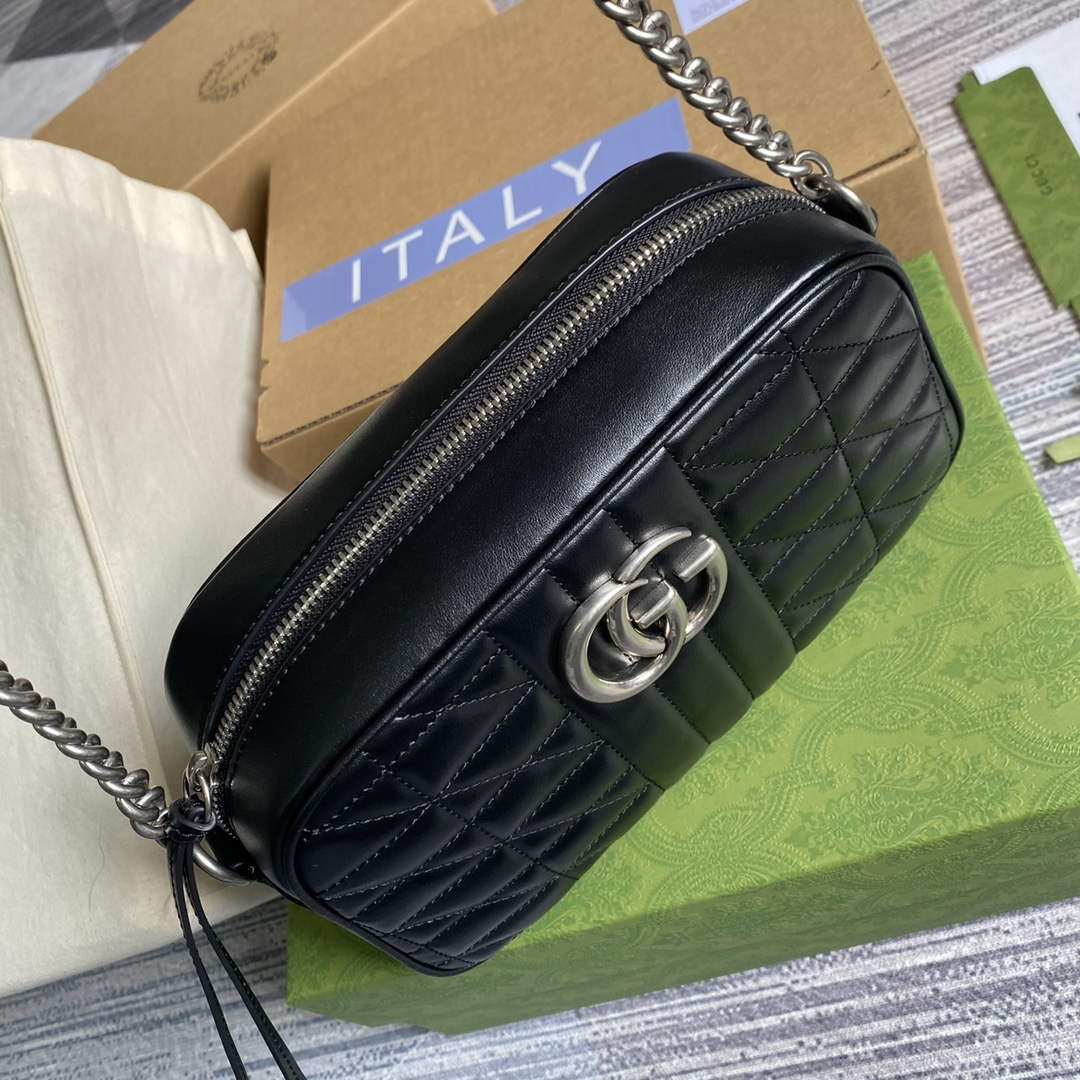 Gucci 447632 GG Marmont matelass¨¦ small shoulder bag Black