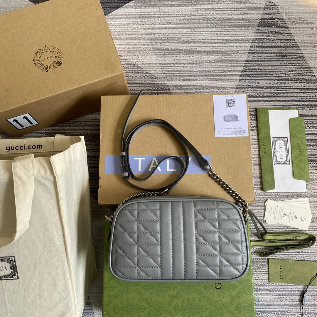 Gucci 447632 GG Marmont small shoulder bag Grey