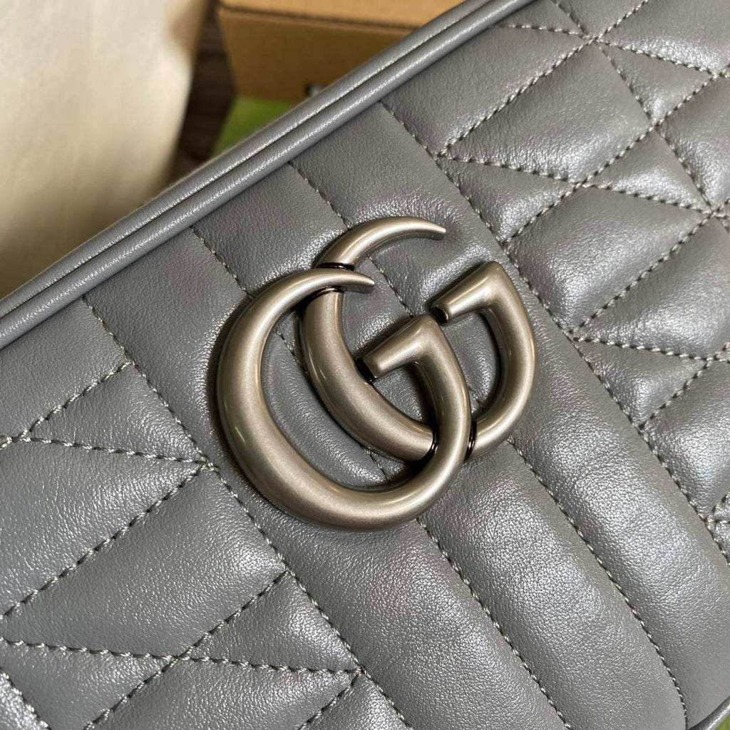 Gucci 447632 GG Marmont small shoulder bag Grey