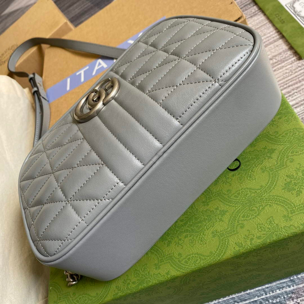 Gucci 447632 GG Marmont small shoulder bag Grey