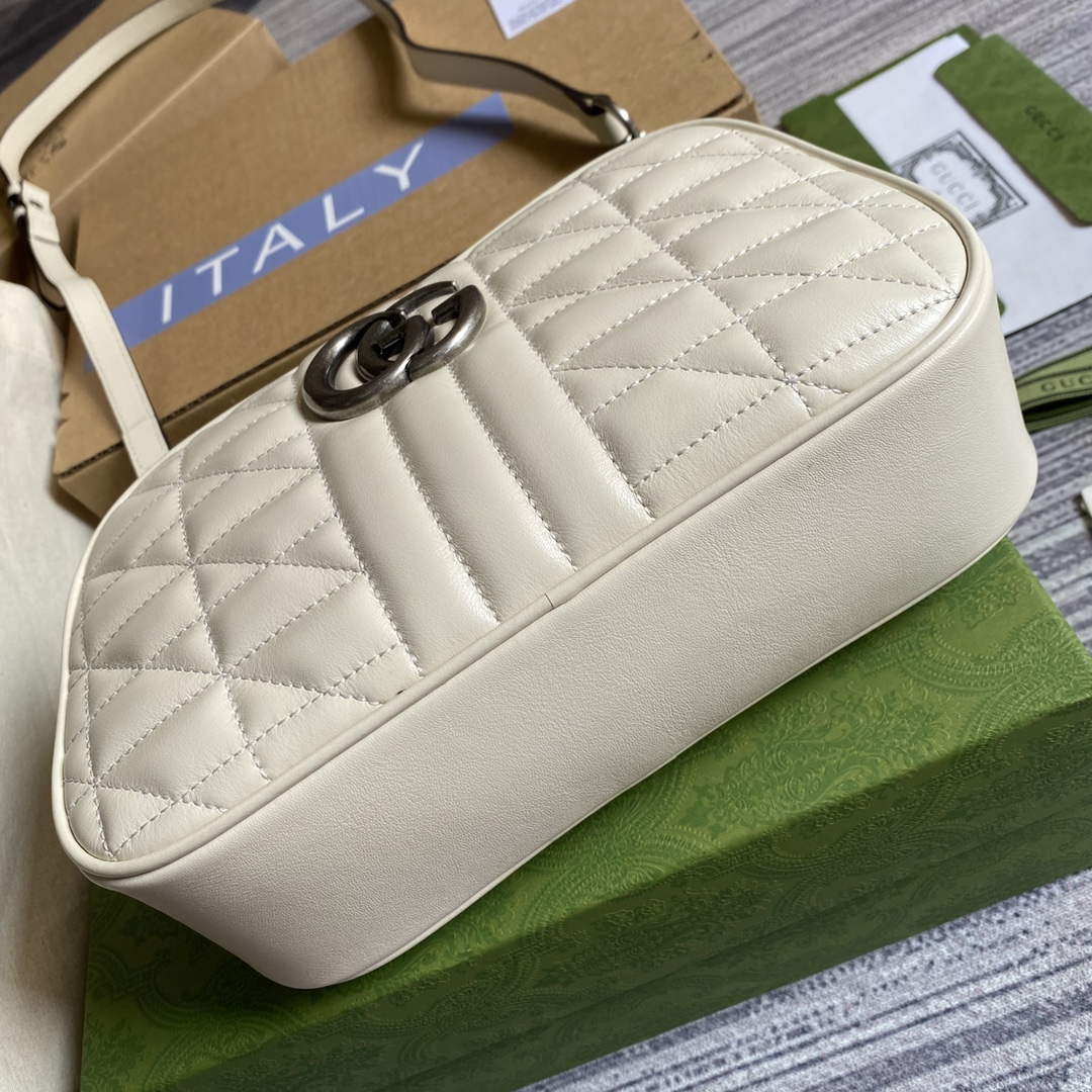 Gucci 447632 GG Marmont matelass¨¦ small shoulder bag White
