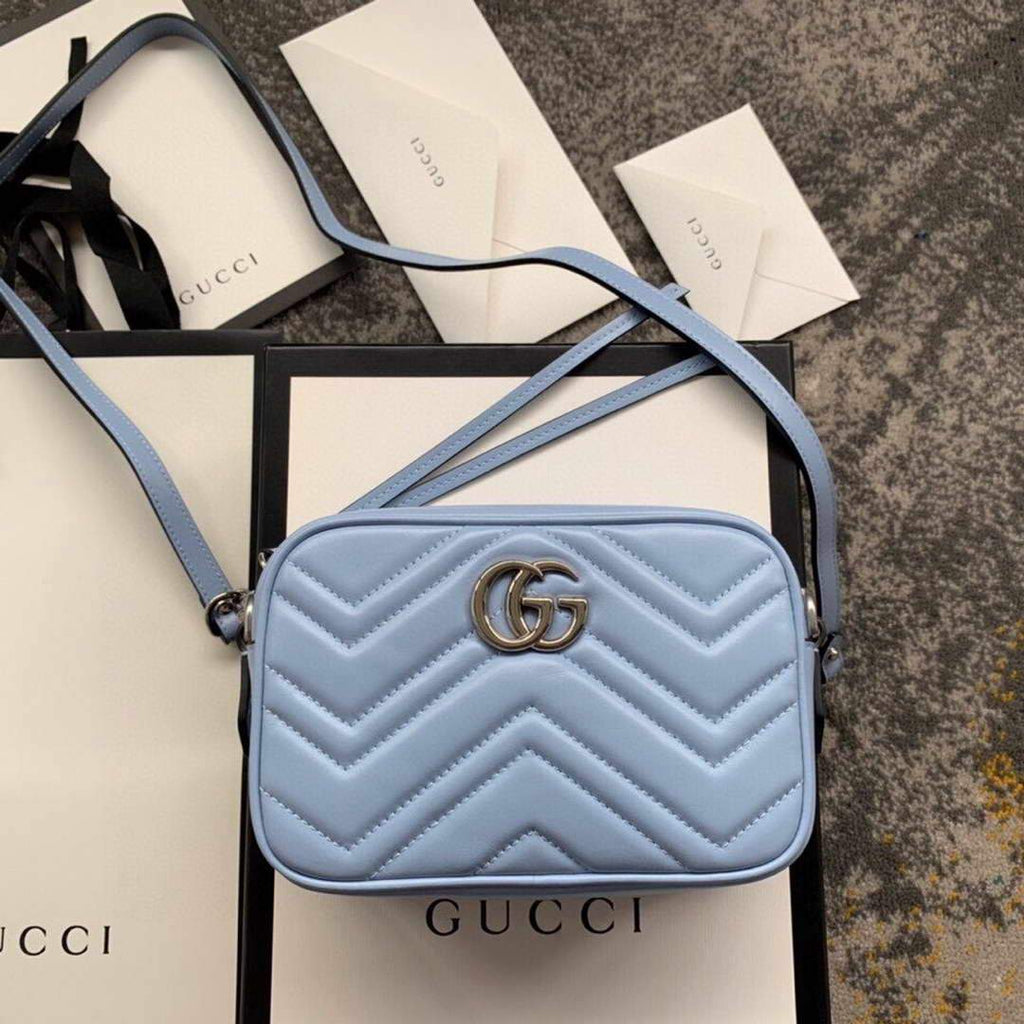 Gucci 448065 GG Marmont Matelass¨¦ Mini Bag Blue - luxibagsmall