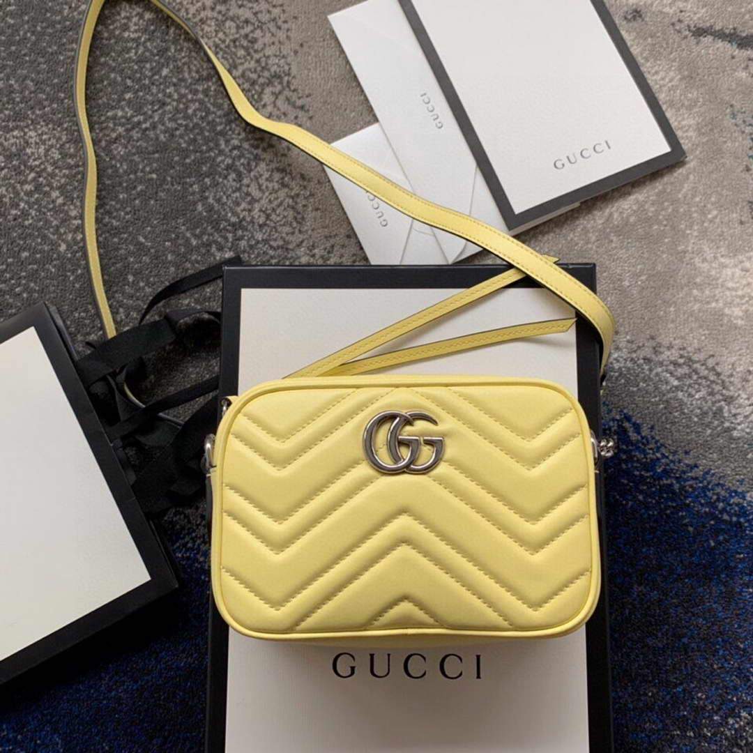 Gucci 448065 GG Marmont Matelass¨¦ Mini Bag Yellow - luxibagsmall