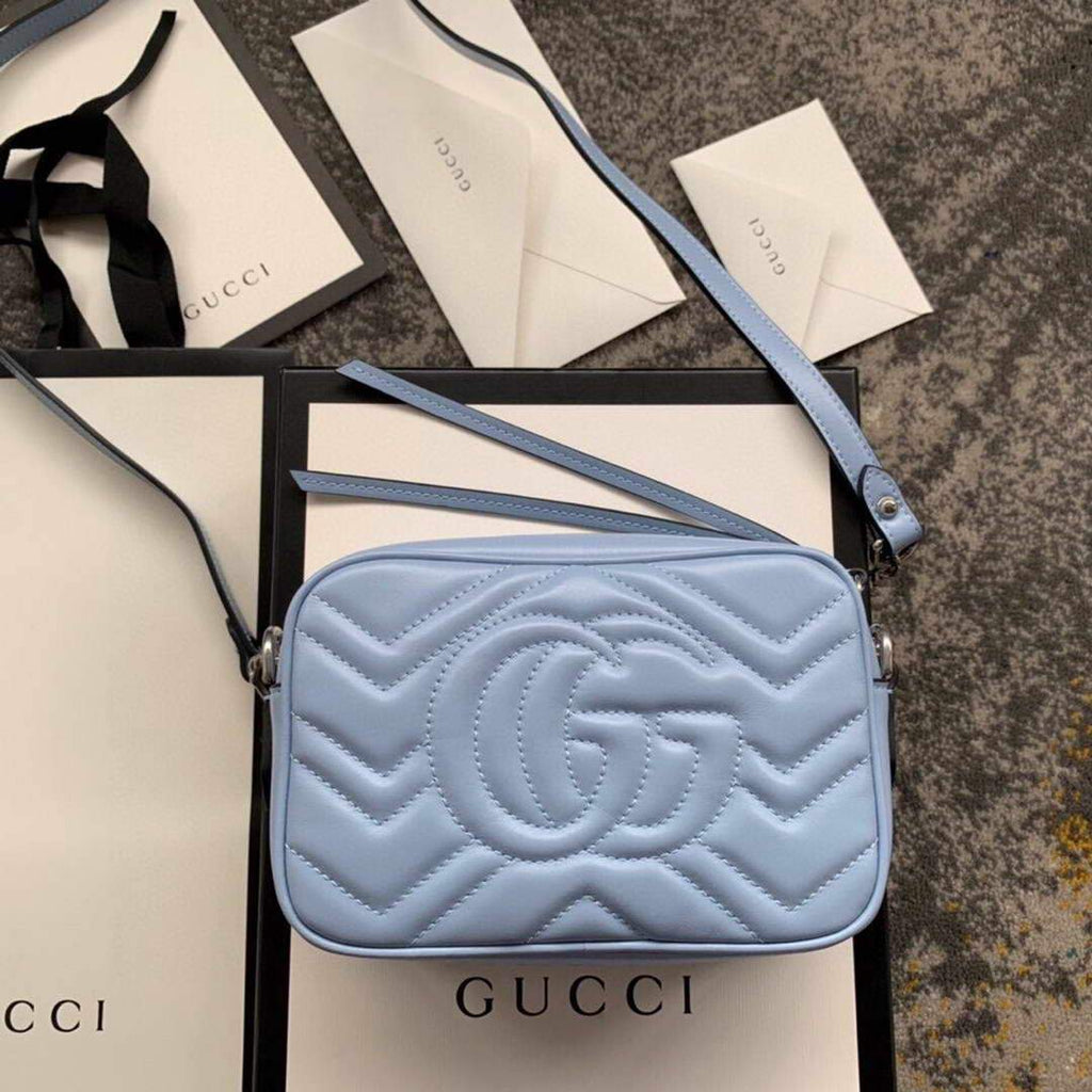 Gucci 448065 GG Marmont Matelass¨¦ Mini Bag Blue - luxibagsmall