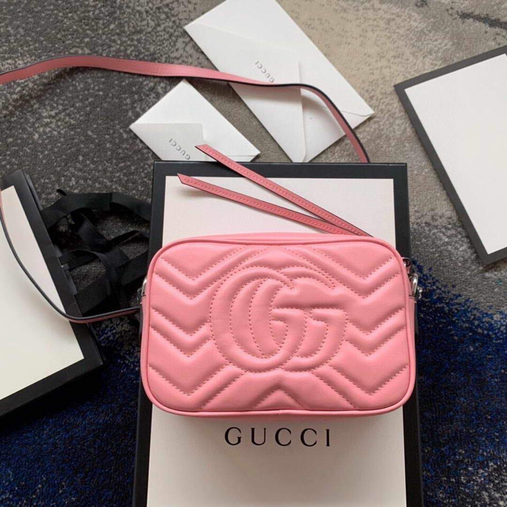 Gucci 448065 GG Marmont Matelass¨¦ Mini Bag Pink - luxibagsmall