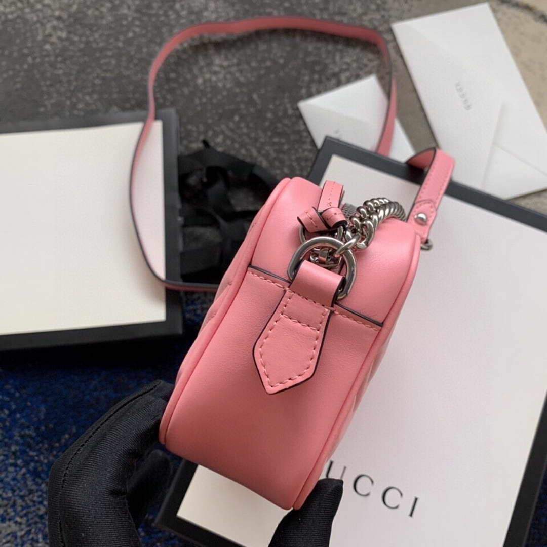 Gucci 448065 GG Marmont Matelass¨¦ Mini Bag Pink - luxibagsmall