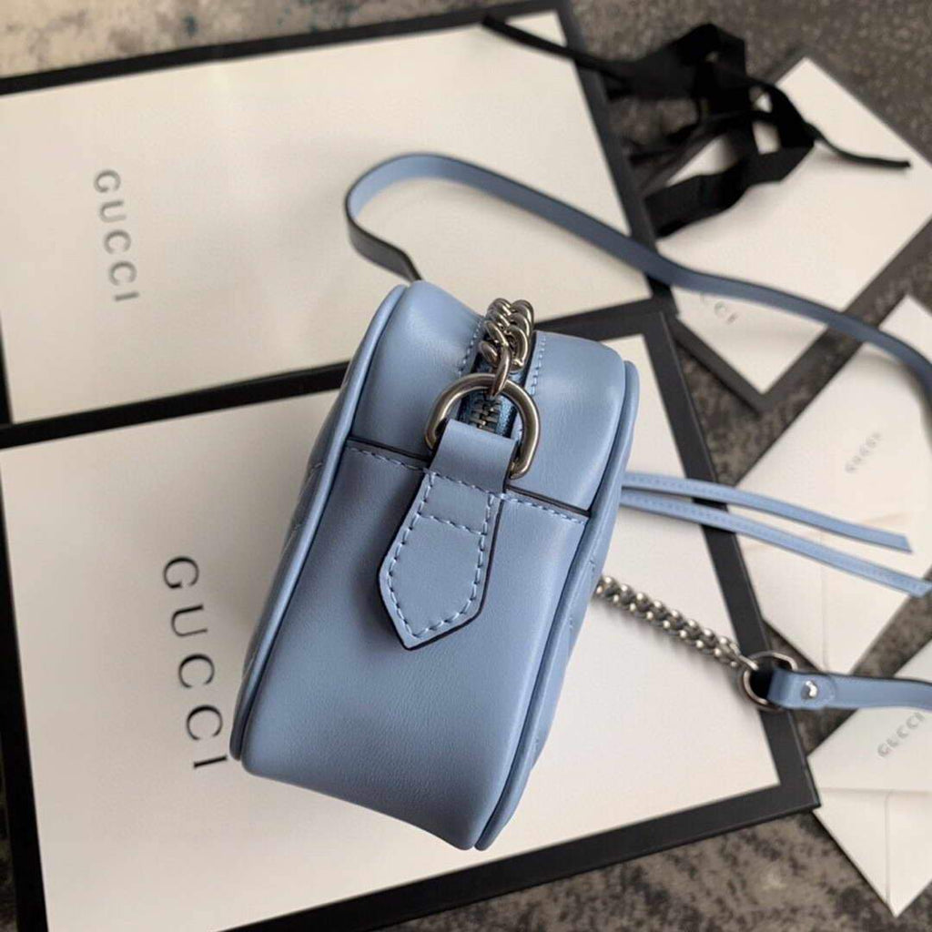 Gucci 448065 GG Marmont Matelass¨¦ Mini Bag Blue - luxibagsmall