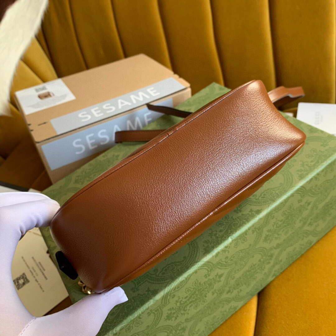 Gucci 448065 GG Marmont Matelass¨¦ Mini Bag Brown - luxibagsmall
