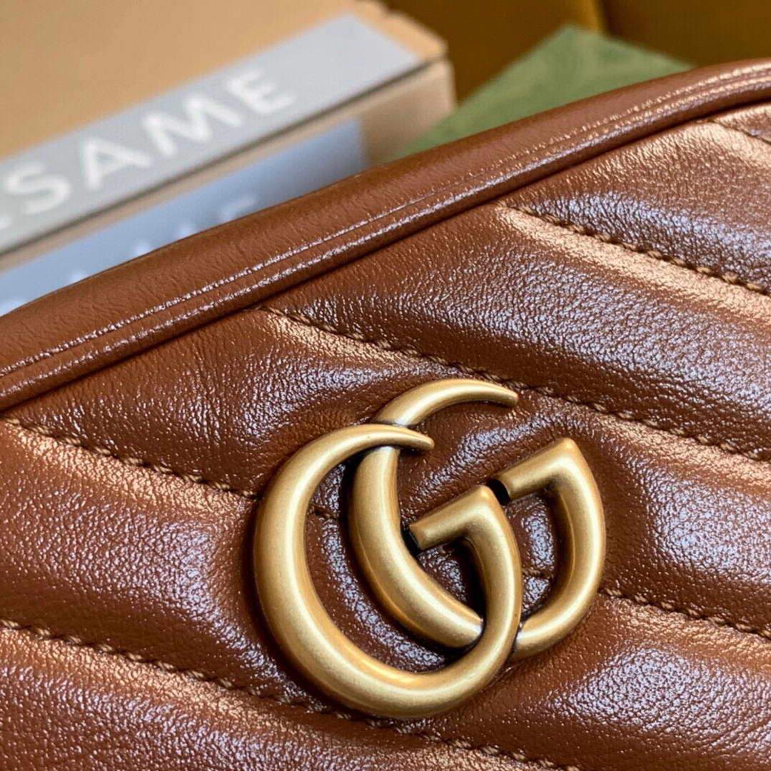 Gucci 448065 GG Marmont Matelass¨¦ Mini Bag Brown - luxibagsmall