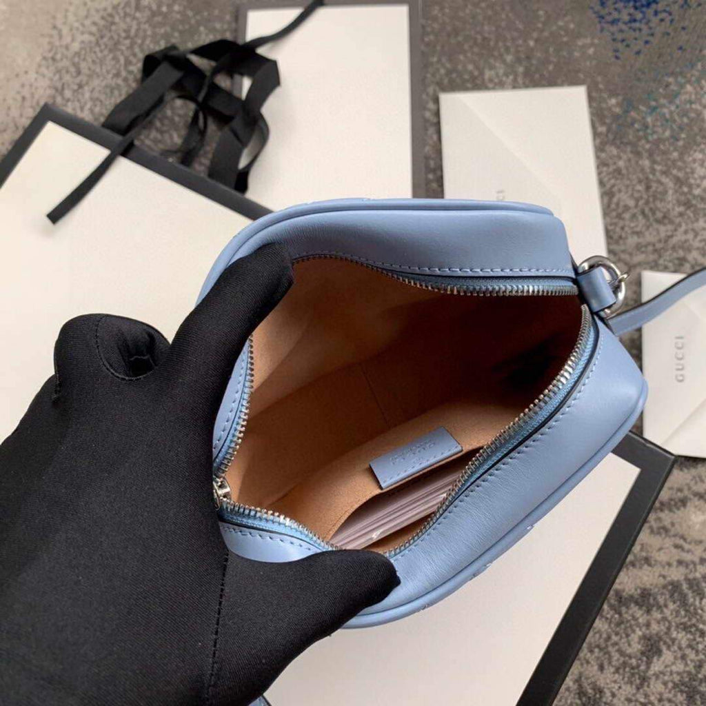 Gucci 448065 GG Marmont Matelass¨¦ Mini Bag Blue - luxibagsmall