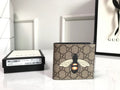 Gucci 451268 Bee Print GG Supreme Wallet Beige/ebony