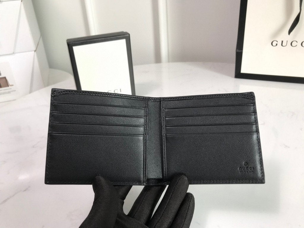 Gucci 451268 Bee Print GG Supreme Wallet Beige/ebony