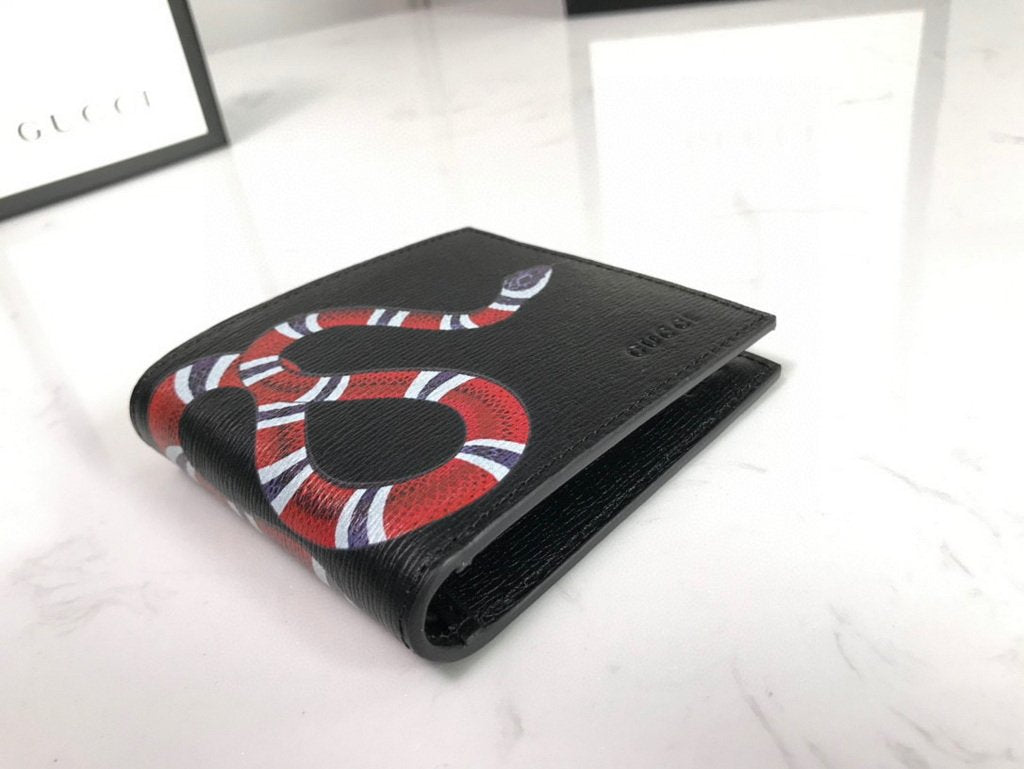 Gucci 451268 Kingsnake Print GG Supreme Wallet Black