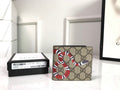 Gucci 451268 Kingsnake Print GG Supreme Wallet Beige/ebony