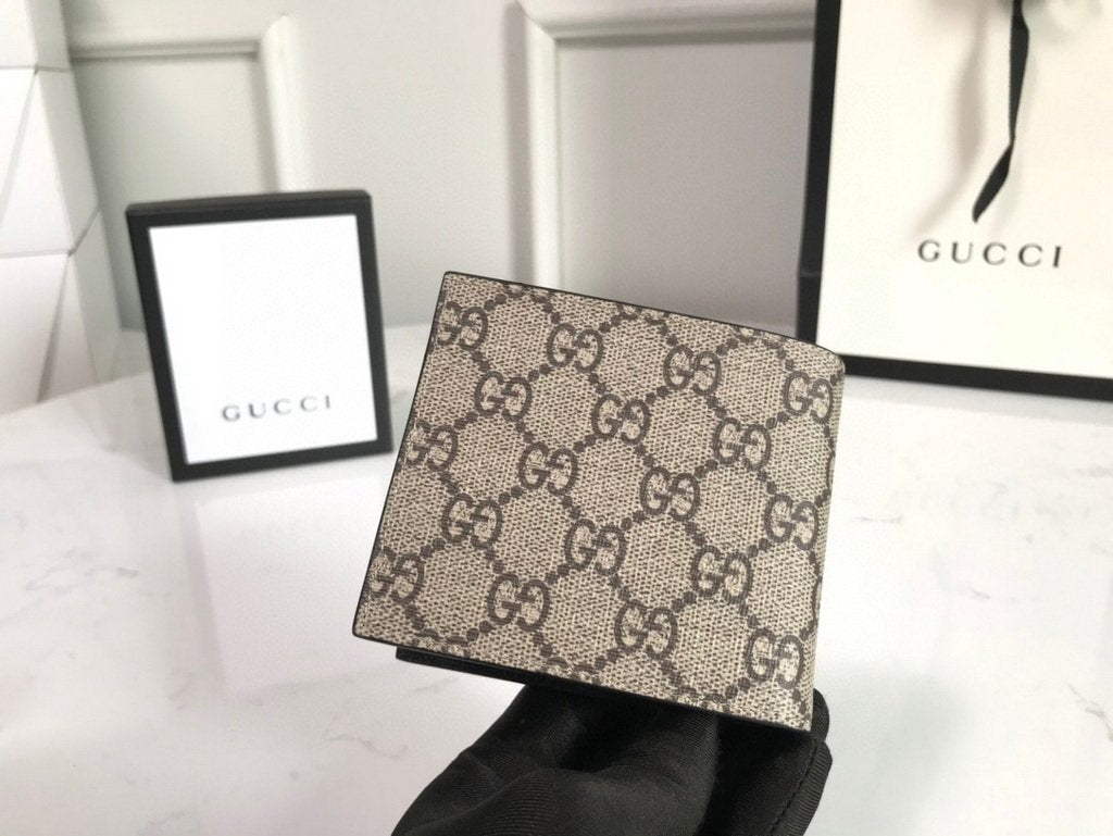 Gucci 451268 Tiger Print GG Supreme Wallet Beige/ebony