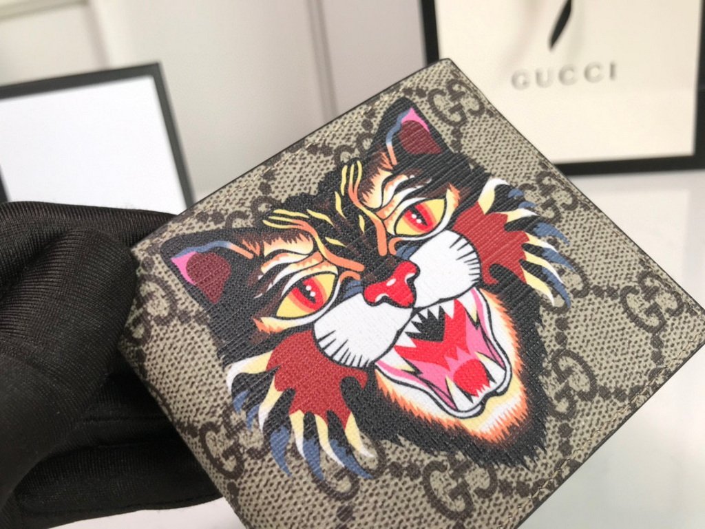 Gucci 451268 Tiger Print GG Supreme Wallet Brown