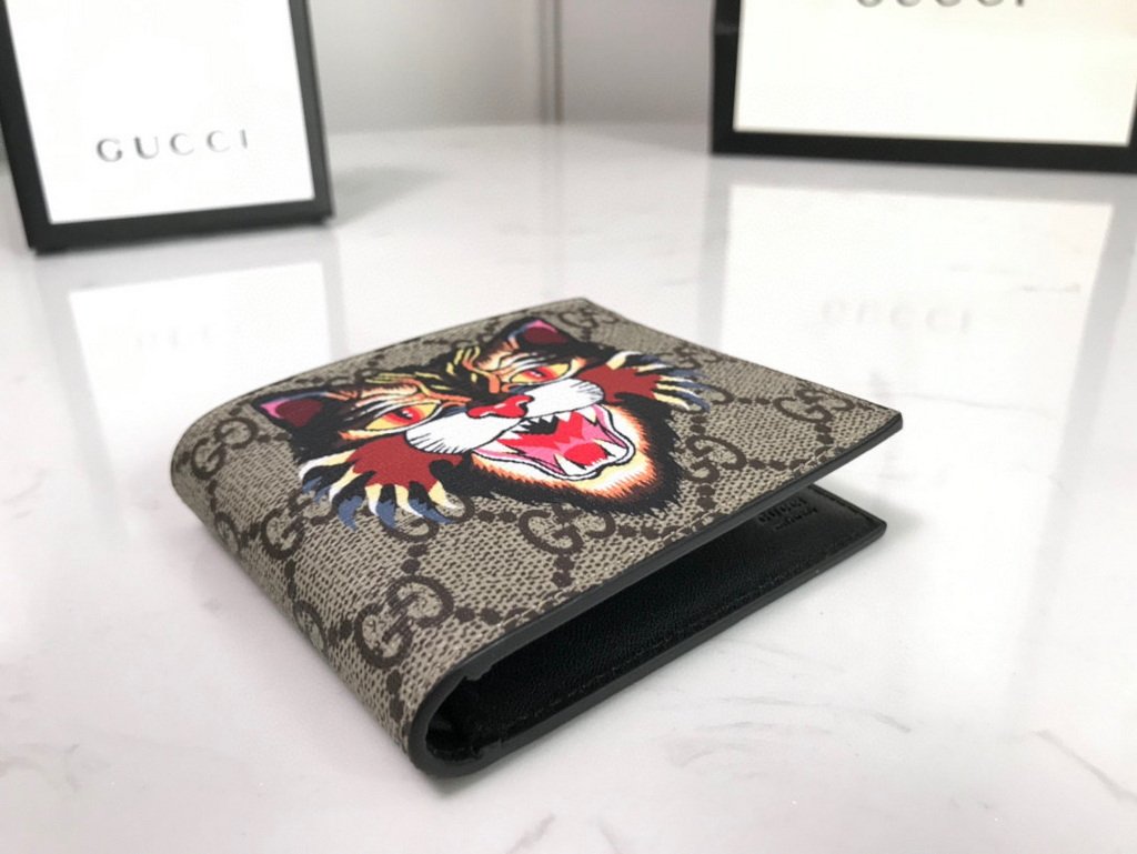 Gucci 451268 Tiger Print GG Supreme Wallet Brown