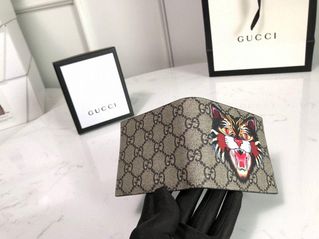 Gucci 451268 Tiger Print GG Supreme Wallet Brown
