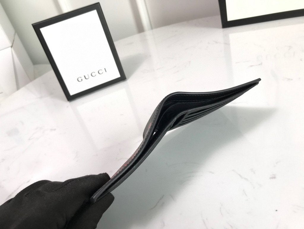 Gucci 451268 Wolf Print GG Supreme Wallet Black