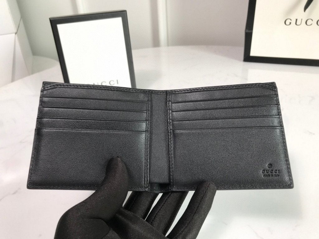 Gucci 451268 Wolf Print GG Supreme Wallet Black