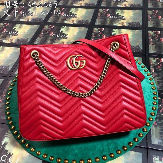 Gucci 453569 GG Marmont Matelass¨¦ Shoulder Bag Red - luxibagsmall