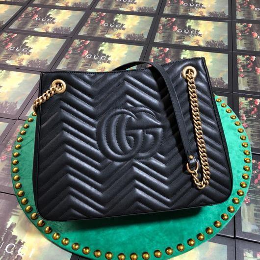 Gucci 453569 GG Marmont Matelass¨¦ Shoulder Bag Black - luxibagsmall