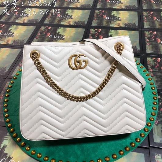 Gucci 453569 GG Marmont Matelass¨¦ Shoulder Bag White - luxibagsmall