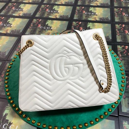 Gucci 453569 GG Marmont Matelass¨¦ Shoulder Bag White - luxibagsmall