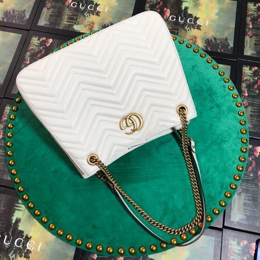 Gucci 453569 GG Marmont Matelass¨¦ Shoulder Bag White - luxibagsmall