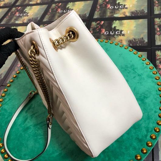 Gucci 453569 GG Marmont Matelass¨¦ Shoulder Bag White - luxibagsmall