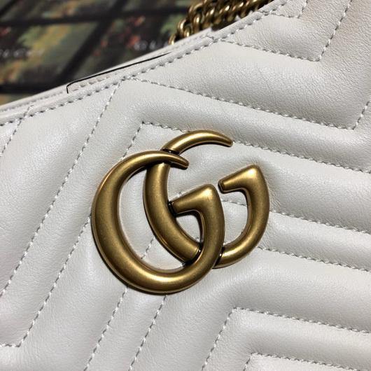 Gucci 453569 GG Marmont Matelass¨¦ Shoulder Bag White - luxibagsmall