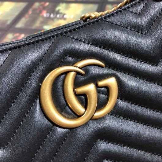 Gucci 453569 GG Marmont Matelass¨¦ Shoulder Bag Black - luxibagsmall