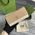Gucci 456116 Bi-color GG Marmont continental wallet Beige and apricot leather