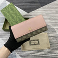 Gucci 456116 Bi-color GG Marmont continental wallet Beige and Pink leather