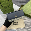 Gucci 456116 Bi-color GG Marmont continental wallet Beige and navy leather