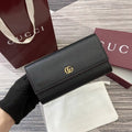 Gucci 456116 Bi-color GG Marmont continental wallet Black and red leather