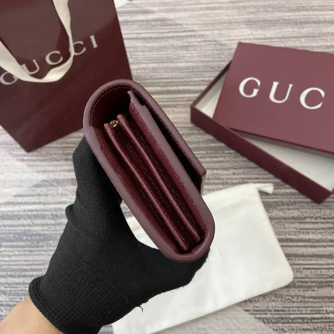 Gucci 456116 Bi-color GG Marmont continental wallet Black and red leather