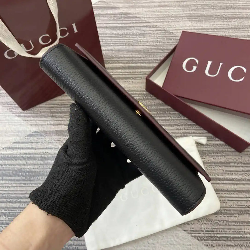 Gucci 456116 Bi-color GG Marmont continental wallet Black and red leather